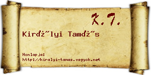 Királyi Tamás névjegykártya